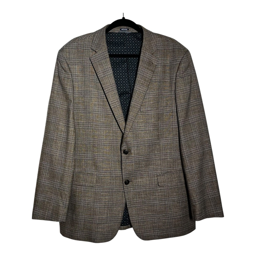 Crown & Ivy Mens 44R Brown Plaid Two Button Blazer Sport Coat Jacket‎ Vented